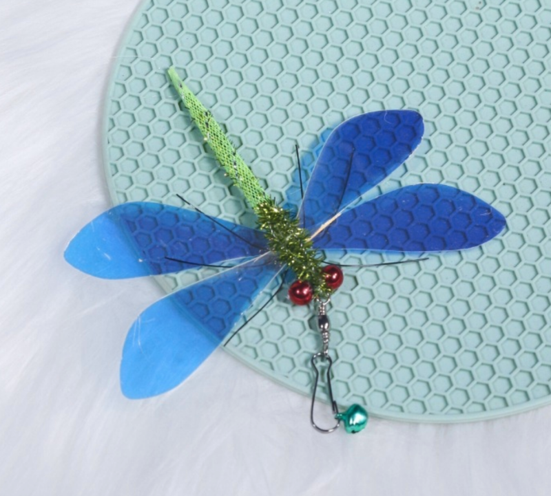 Handmade Simulation  Replacement Heads Cat Toy Fly Insect Feather