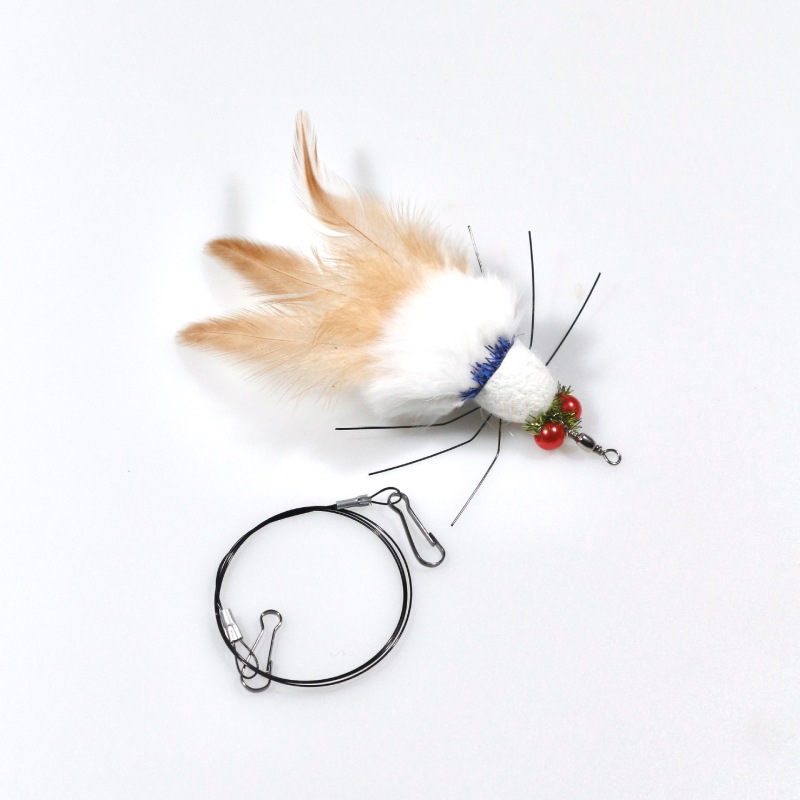Handmade Simulation  Replacement Heads Cat Toy Fly Insect Feather