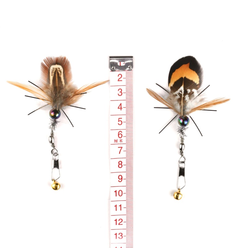 Handmade Simulation  Replacement Heads Cat Toy Fly Insect Feather