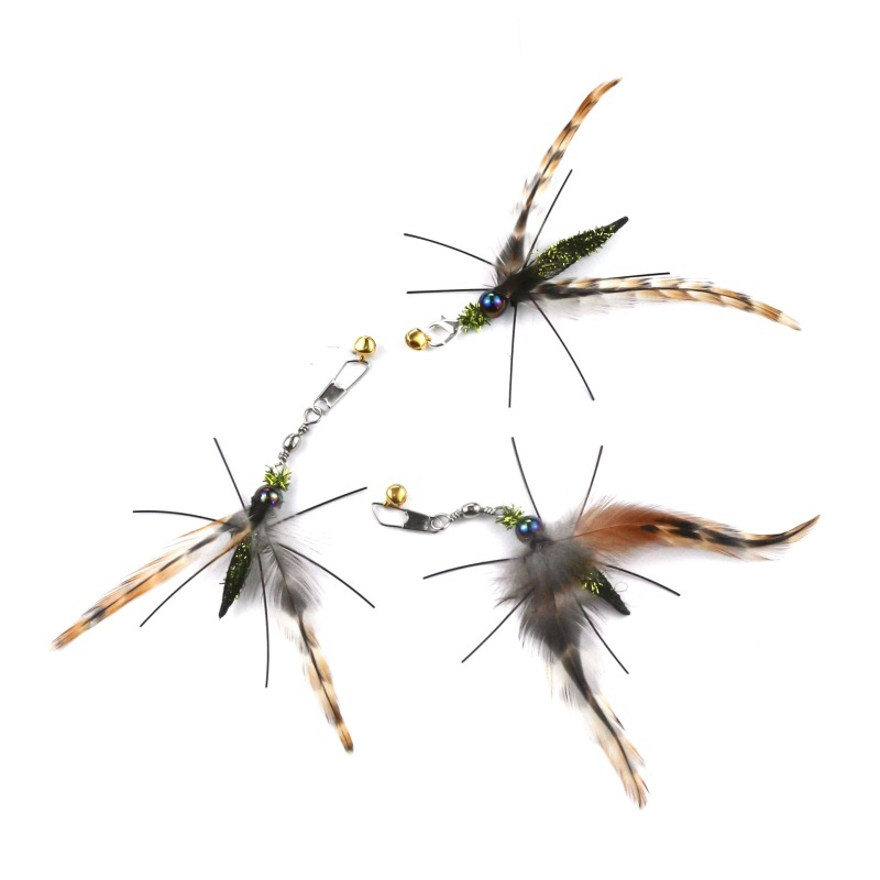 Handmade Simulation  Replacement Heads Cat Toy Fly Insect Feather
