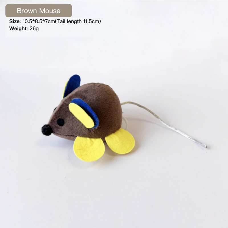 Plush Cat Interactive Toy Clockwork Design No Need for Charging Automatic Walking Vibration Ring Mouse