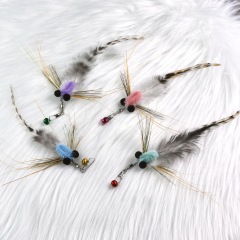 Handmade Simulation  Replacement Heads Cat Toy Fly Insect Feather