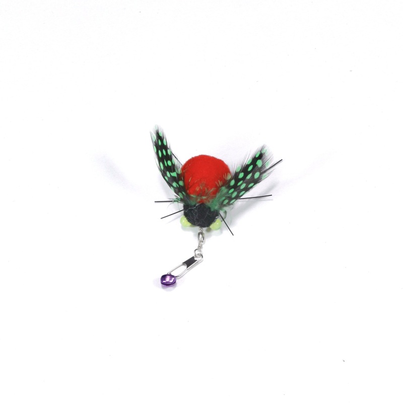 Handmade Simulation  Replacement Heads Cat Toy Fly Insect Feather