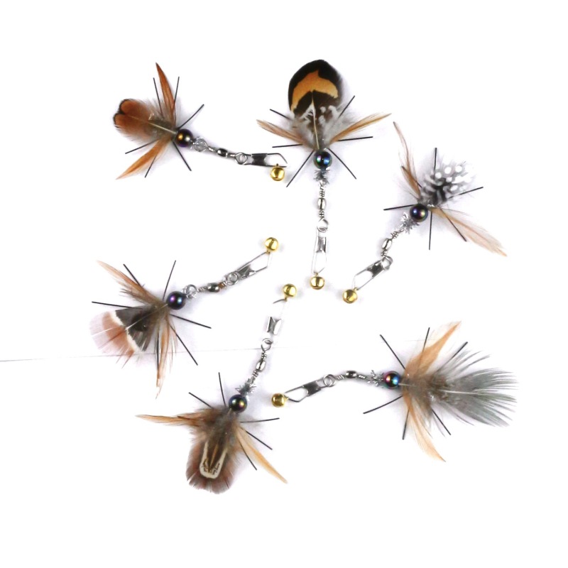 Handmade Simulation  Replacement Heads Cat Toy Fly Insect Feather