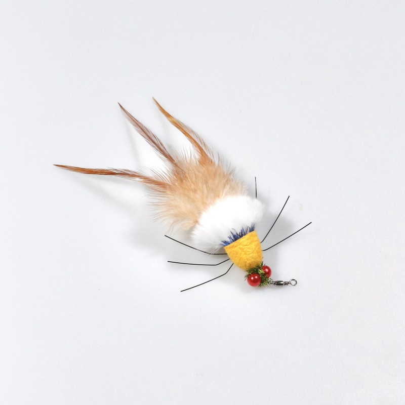Handmade Simulation  Replacement Heads Cat Toy Fly Insect Feather