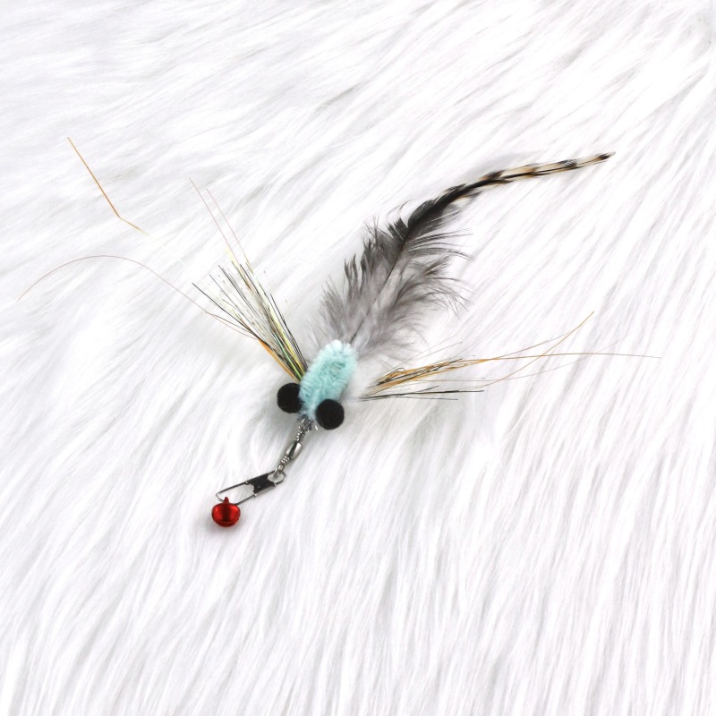 Handmade Simulation  Replacement Heads Cat Toy Fly Insect Feather