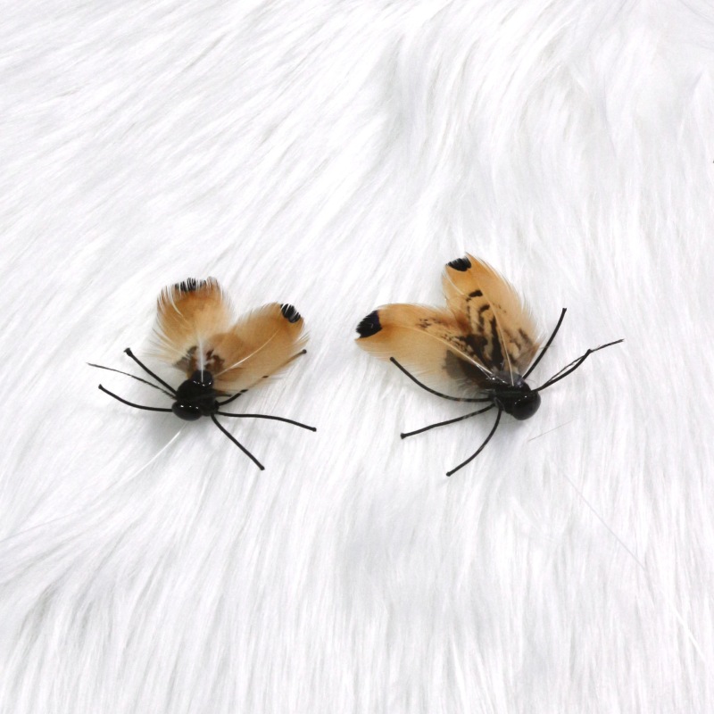 Handmade Simulation  Replacement Heads Cat Toy Fly Insect Feather