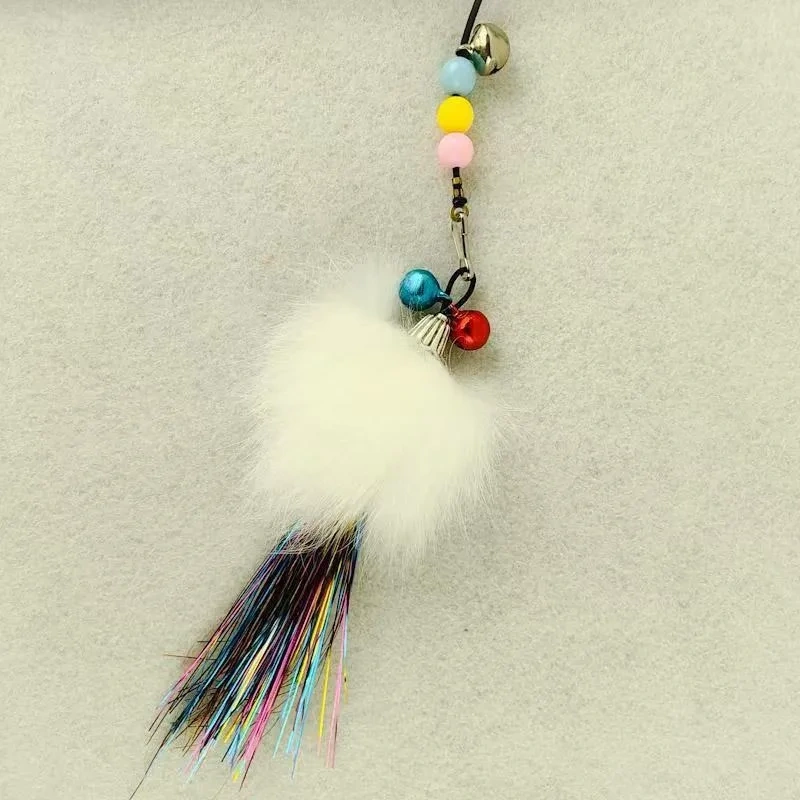 Rabbit Fur Cat Teaser Replacement Rod Wand Cats Playing Toys