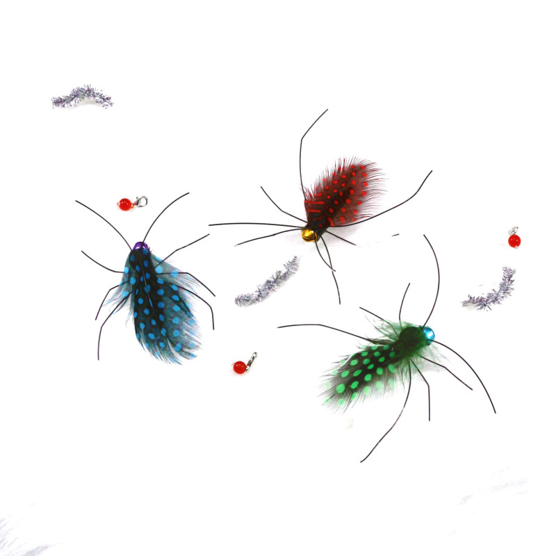 Handmade Simulation  Replacement Heads Cat Toy Fly Insect Feather