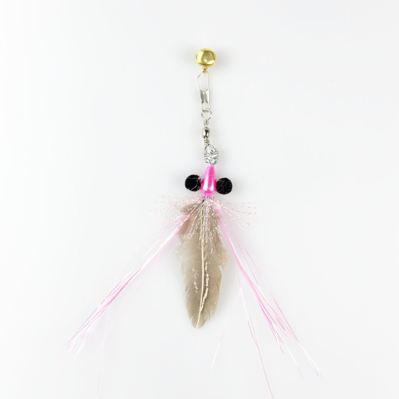 Handmade Simulation  Replacement Heads Cat Toy Fly Insect Feather
