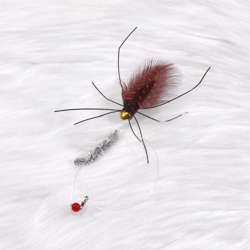 Handmade Simulation  Replacement Heads Cat Toy Fly Insect Feather
