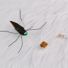 Handmade Simulation  Replacement Heads Cat Toy Fly Insect Feather
