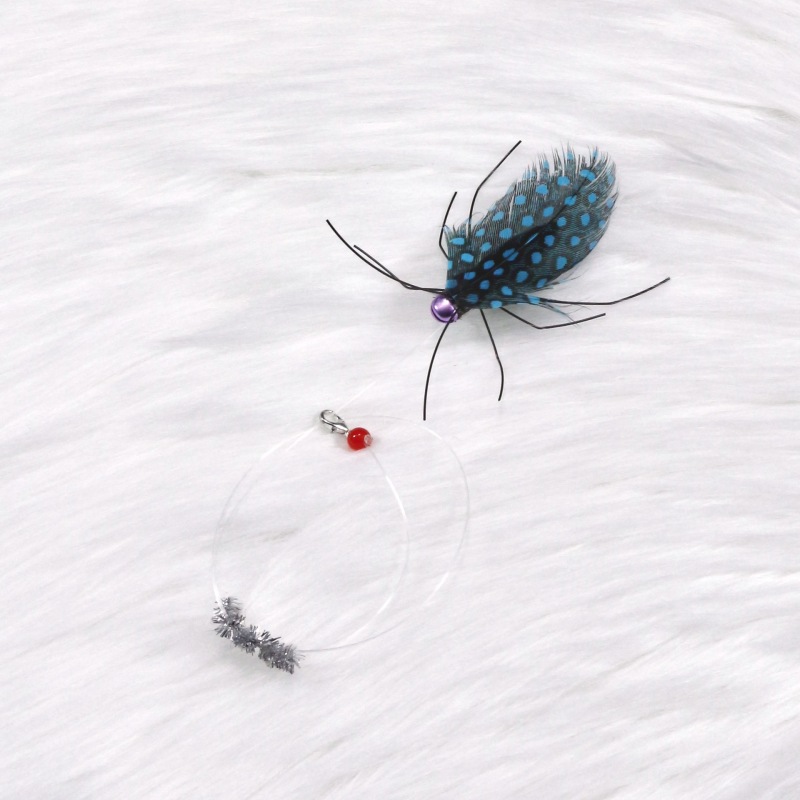 Handmade Simulation  Replacement Heads Cat Toy Fly Insect Feather
