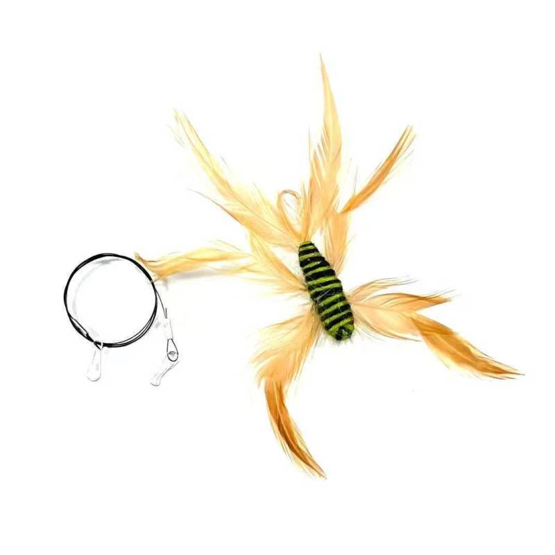 Handmade Simulation  Replacement Heads Cat Toy Fly Insect Feather