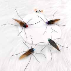 Handmade Simulation  Replacement Heads Cat Toy Fly Insect Feather