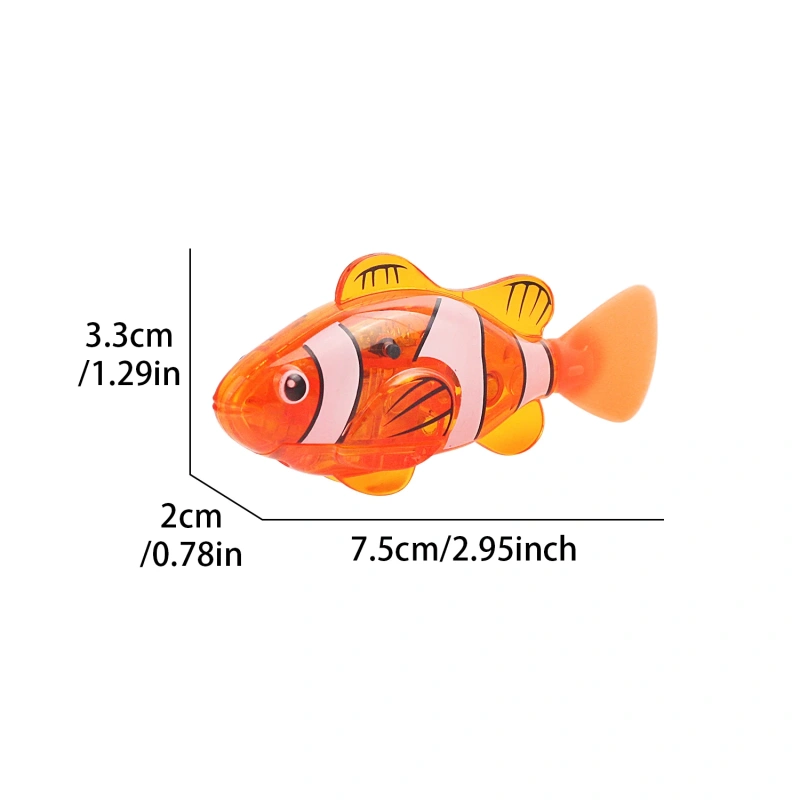 Interactive Robot Fish Toys for Cat/Dog, Activated Swimming in Water with LED Light, Swimming Bath Plastic Fish Toy Gift
