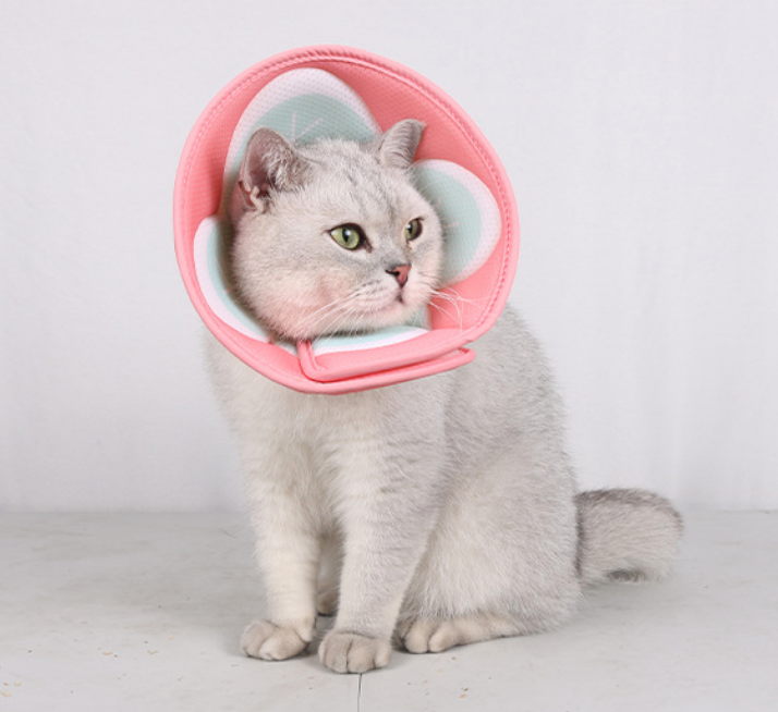 Pet Elizabeth Circle 3D Flower Printing Pet Protective Cover Soft Mesh Anti-Bite