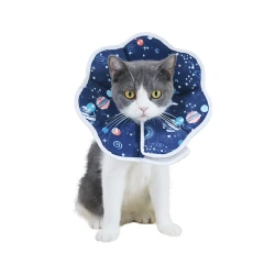 OUWO Space Planet Pattern Deep Blue Pet Protective Collar Dog Cat Neck Cone Collar  Anti Bite Lick Cat Dog Health Medical Circle