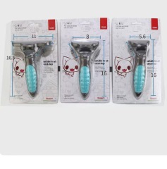 Planet Pet Grooming Brush - Double Sided Shedding and Dematting Undercoat Rake Comb for Dogs and Cats,Extra Wide, Blue
