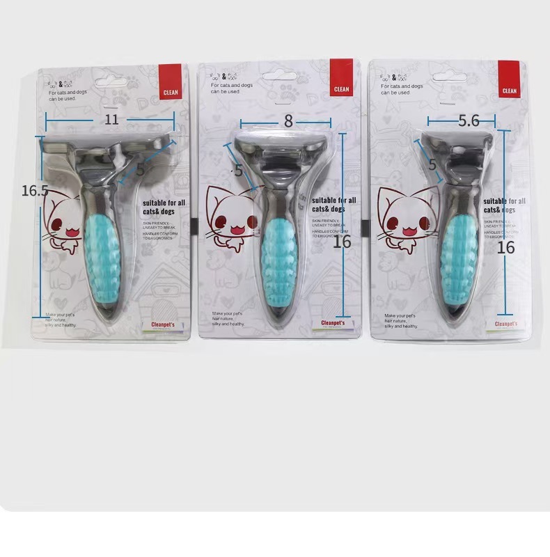 Planet Pet Grooming Brush - Double Sided Shedding and Dematting Undercoat Rake Comb for Dogs and Cats,Extra Wide, Blue