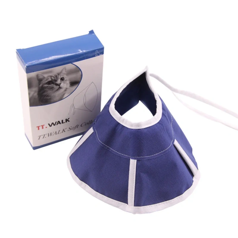Cat Elizabeth Collar Non-Woven Fabric Breathable Lightweight Size S Adjustable Comfortable Pet Collar for Surgery Recovery