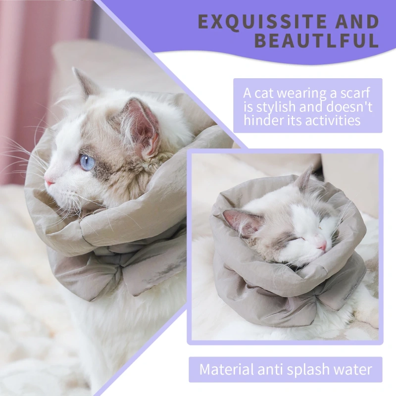 A colorful and fashionable pet warm collar and waterproof scarf for cats to prevent licking and biting after sterilization surge