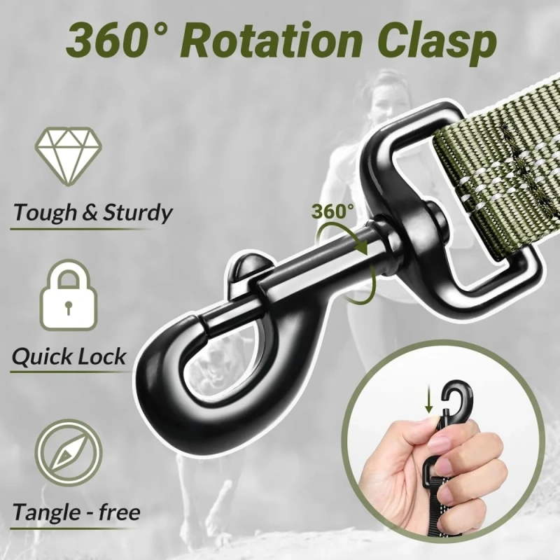 New Resilient dog leash with shock absorption and 2 padded control handles for medium to large dogs