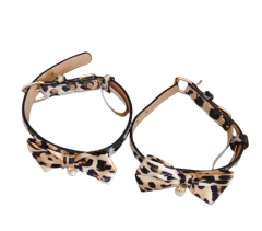 Cat and leopard print PU collar