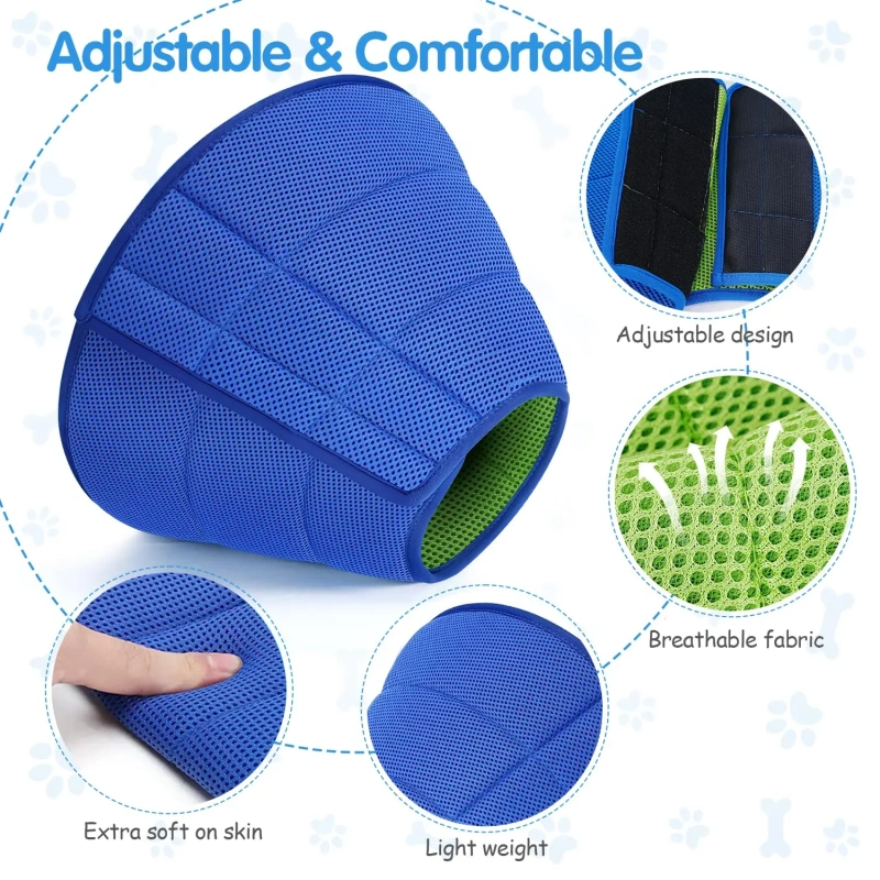 ZMaker Breathable Dog Cone Collar Elizabethan Cone Alternative Adjustable Pet Recovery Collar Prevent Licking Scratching