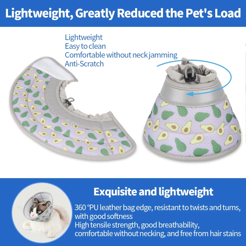 A new avocado pet Elizabethan collar for cats to prevent licking and biting after surgery, a soft collar for dogs to protect