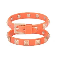 New Cat Collar Cat Accessories Gold Rivet Solid Color Leather Cat Collar Pets Accessories Wholesale