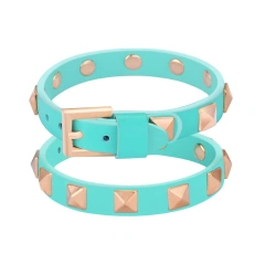 New Cat Collar Cat Accessories Gold Rivet Solid Color Leather Cat Collar Pets Accessories Wholesale