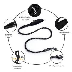 's Best-Selling Thickened Nylon Reflective Dog Leash Padded Pet Leash for Medium Large Dogs Explosion-Proof Solid