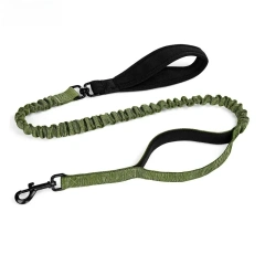 New Resilient dog leash with shock absorption and 2 padded control handles for medium to large dogs