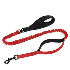 New Resilient dog leash with shock absorption and 2 padded control handles for medium to large dogs