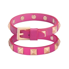 New Cat Collar Cat Accessories Gold Rivet Solid Color Leather Cat Collar Pets Accessories Wholesale