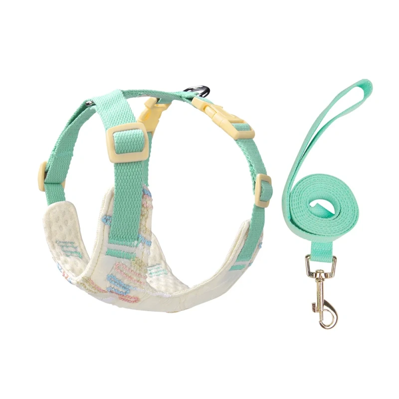 Dog Cat Harness and Leash Set with Backpack, 3-in-1 Outdoor Walking Adventure Carrier, Adjustable Reflective Vest for Small Medi