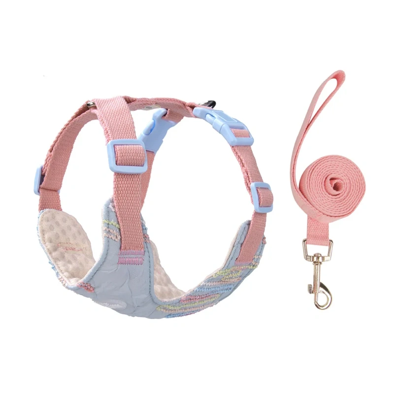 Dog Cat Harness and Leash Set with Backpack, 3-in-1 Outdoor Walking Adventure Carrier, Adjustable Reflective Vest for Small Medi