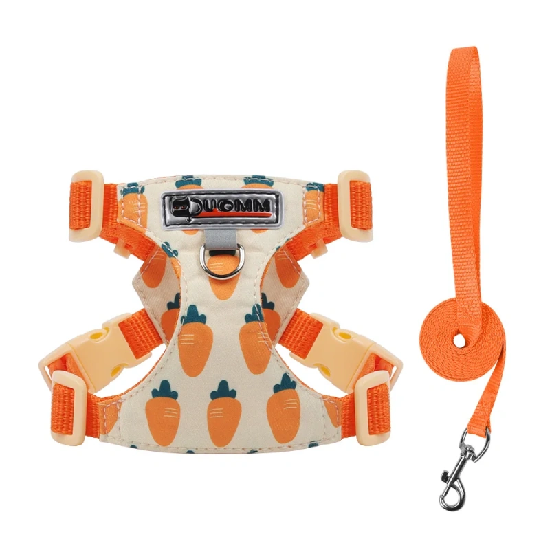 Puppy Print Dog Harness & Leash Set - Cute Adjustable Soft Padded Vest, No Pull Pet Walking Gear for Small Medium Dogs