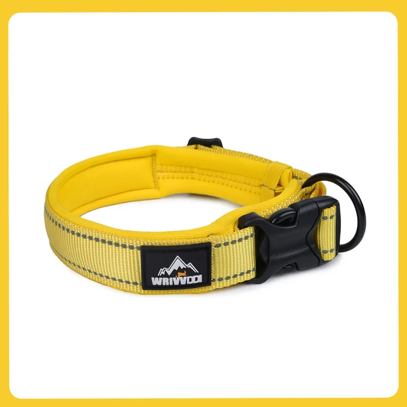 Reflective Padded Nylon Dog Collar Adjustable Explosion-proof Anti-lost Walking Training Solid Pet Collar Large Dog Outdoor Gear