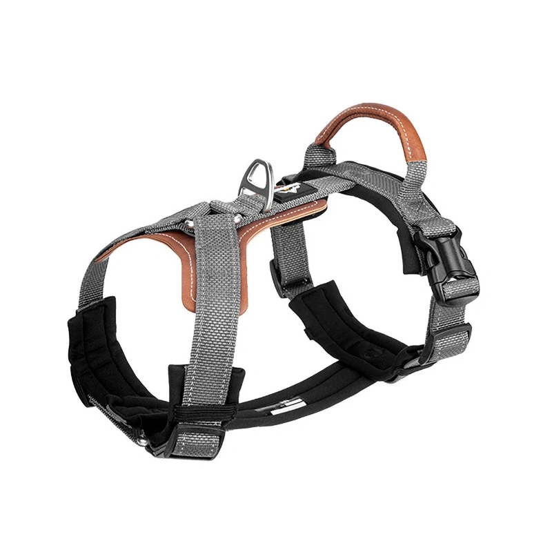 Heavy Duty No-Pull Dog Harness Adjustable Reflective Pet Training Harness with Leather Handle Golden Retriever German Shepherd