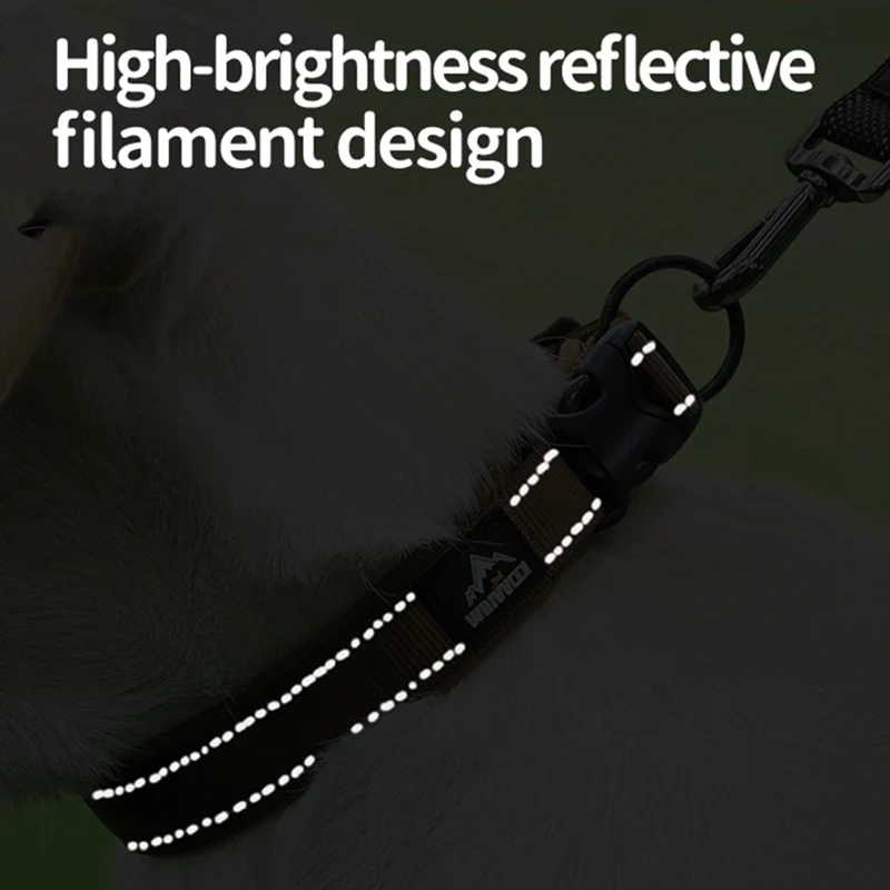 Reflective Padded Nylon Dog Collar Adjustable Explosion-proof Anti-lost Walking Training Solid Pet Collar Large Dog Outdoor Gear