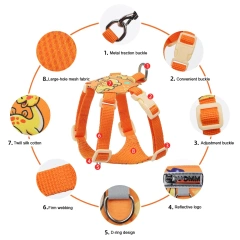 Puppy Print Dog Harness & Leash Set - Cute Adjustable Soft Padded Vest, No Pull Pet Walking Gear for Small Medium Dogs