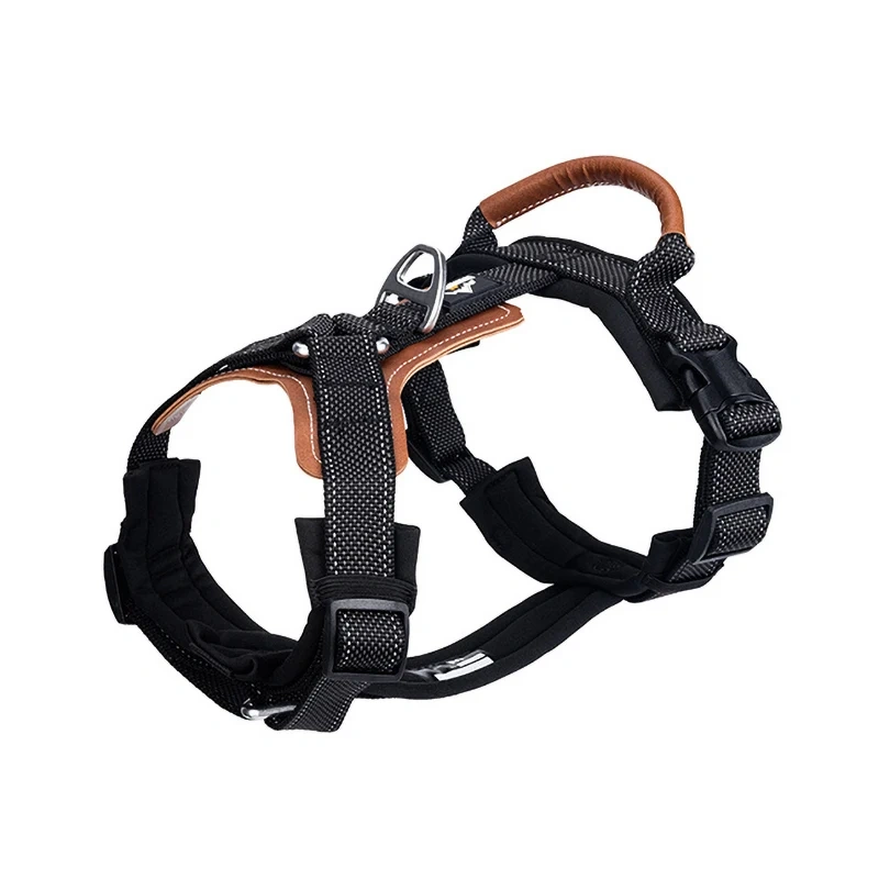Heavy Duty No-Pull Dog Harness Adjustable Reflective Pet Training Harness with Leather Handle Golden Retriever German Shepherd