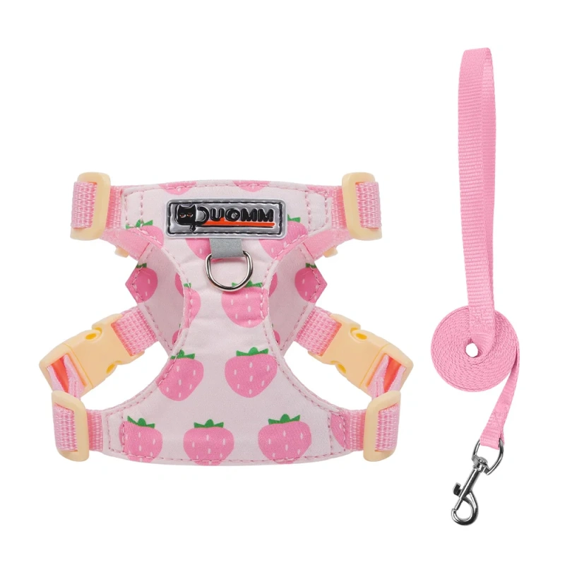Puppy Print Dog Harness & Leash Set - Cute Adjustable Soft Padded Vest, No Pull Pet Walking Gear for Small Medium Dogs