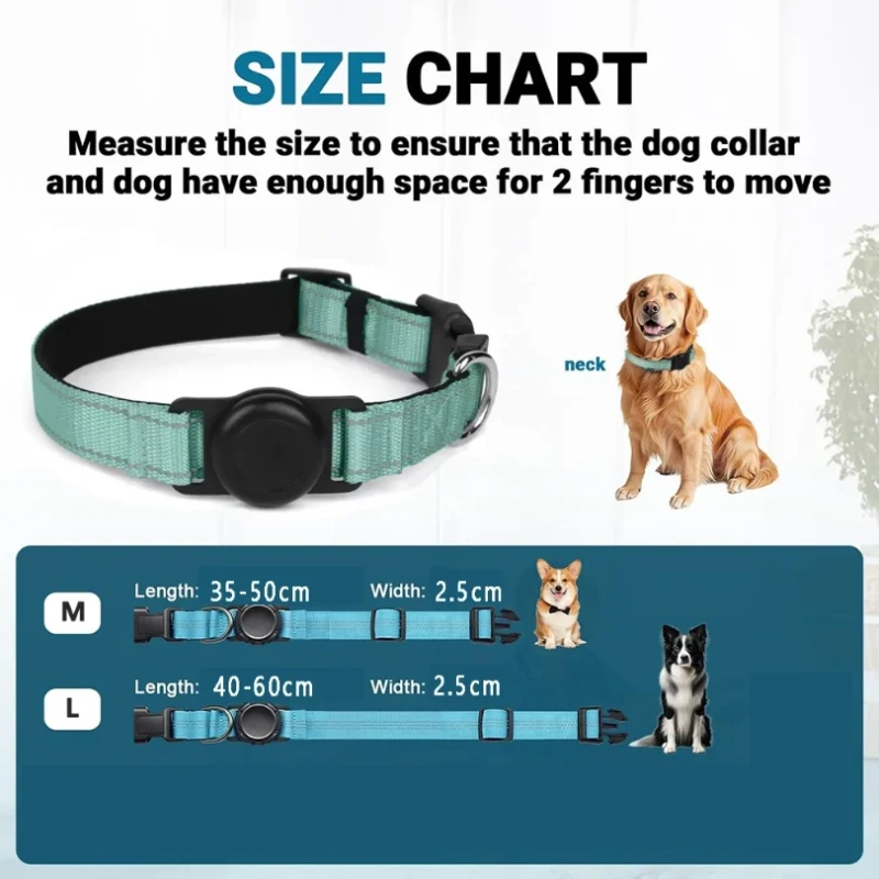 Reflective Dog Collar Adjustable Comfortable Pet Collars with Buckle for Medium Dogs AirTag Dog Collar