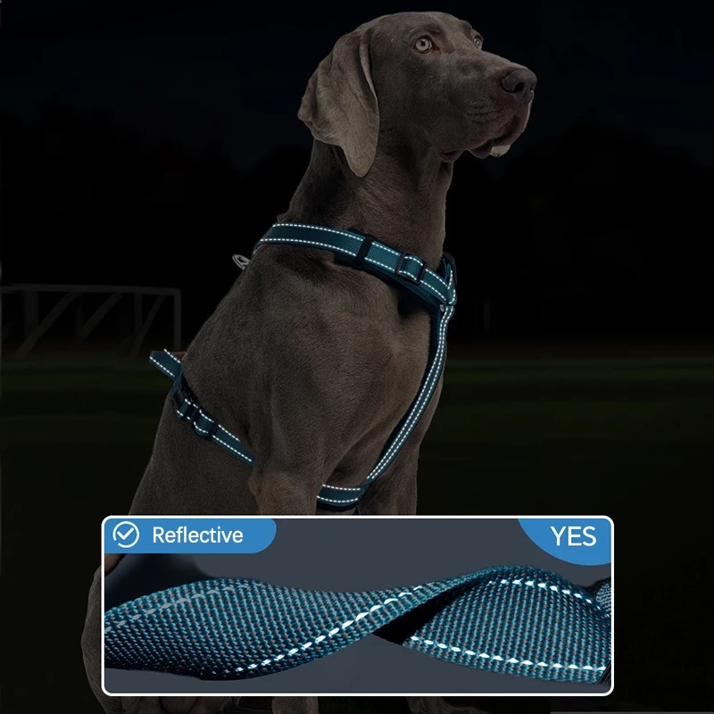Heavy Duty No-Pull Dog Harness Adjustable Reflective Pet Training Harness with Leather Handle Golden Retriever German Shepherd