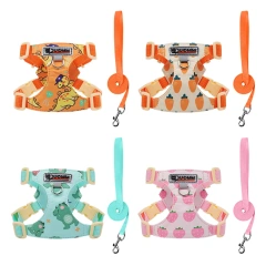 Puppy Print Dog Harness & Leash Set - Cute Adjustable Soft Padded Vest, No Pull Pet Walking Gear for Small Medium Dogs