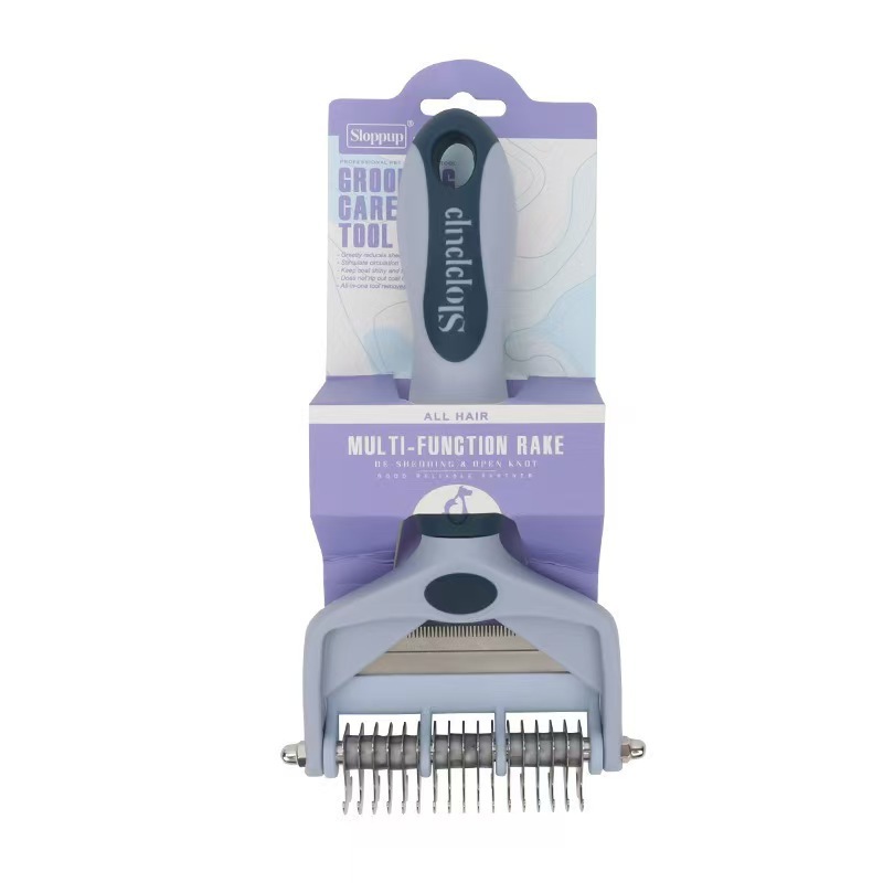 Multifunction Double Sided Cat Deshedding Tool Dog Pet Hair Grooming Dematting Comb