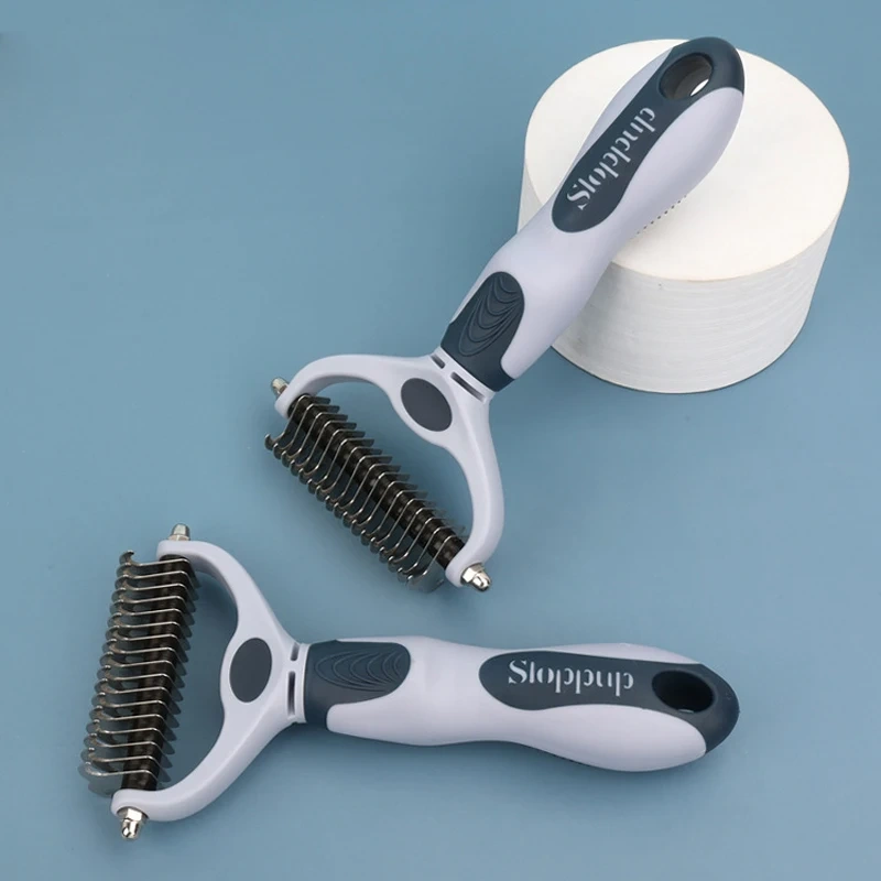One/Double Head Design Pet Deshedding Brush Dog Undercoat Rake Cat Dematting Comb for Grooming